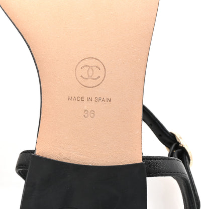 Chanel Lambskin CC Logo Thong Sandals 36 Black 7 of 10