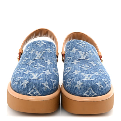 Louis Vuitton Monogram Denim Aspen Platform Clog Mules 41 Blue 3 of 9