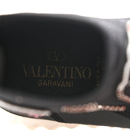 Valentino Garavani Body Tech Knit Embroidered High Top Sneakers 35 Black 8 of 9