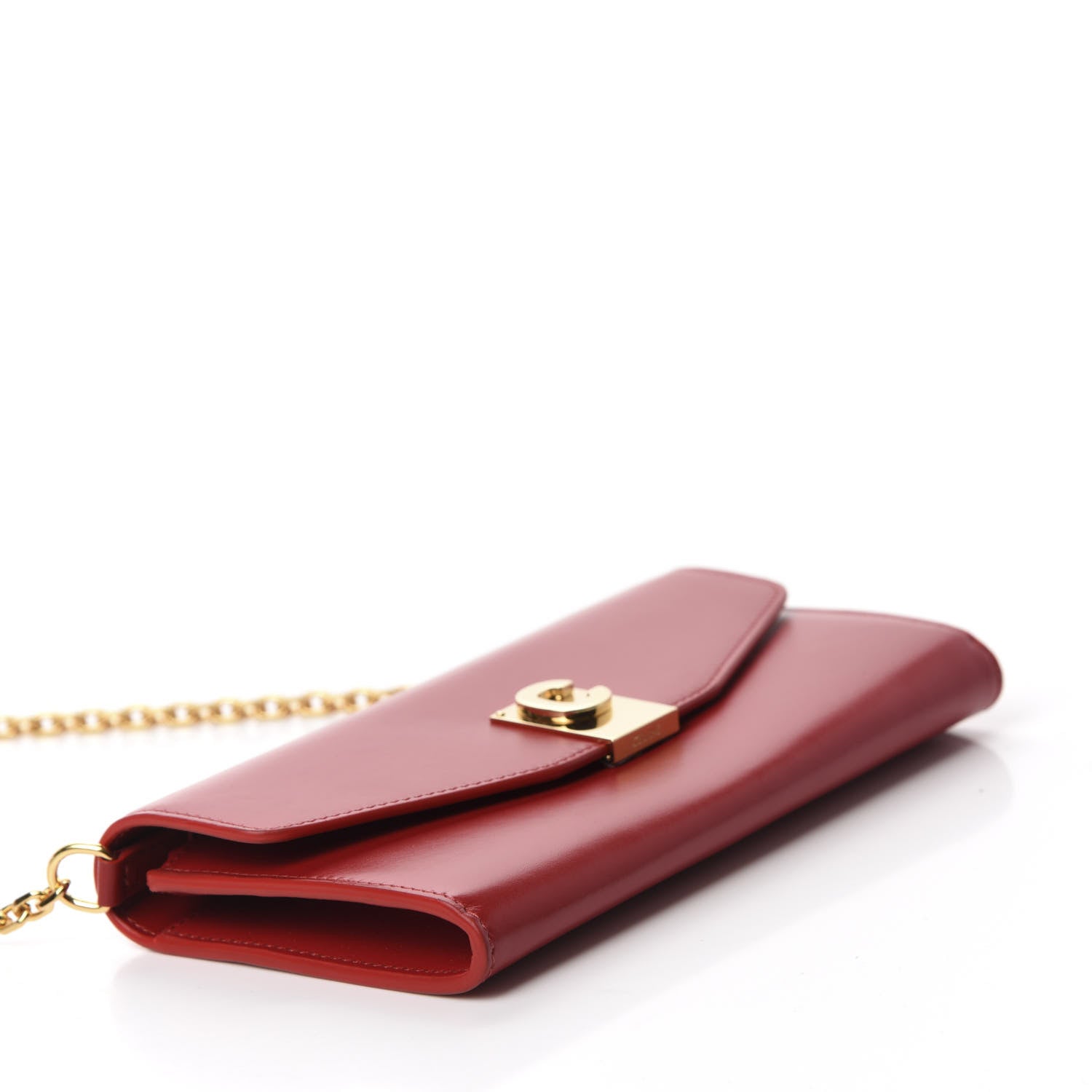 Celine Shiny Smooth Calfskin C Wallet On Chain Bag Red 4 of 11