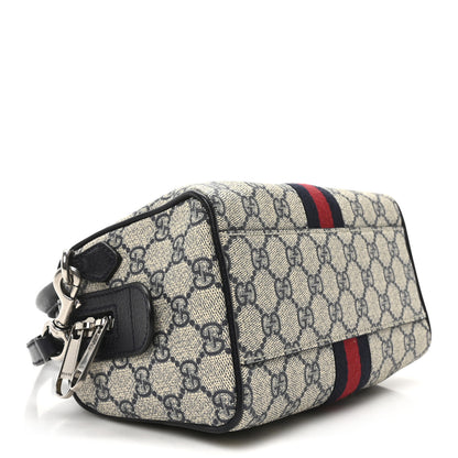 Gucci GG Supreme Monogram Textured Dollar Calfskin Web Mini Ophidia Top Handle Bag Beige Blue 4 of 10