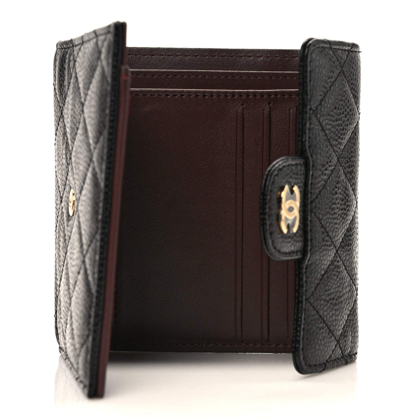 Caviar Quilted Compact Flap Wallet Black