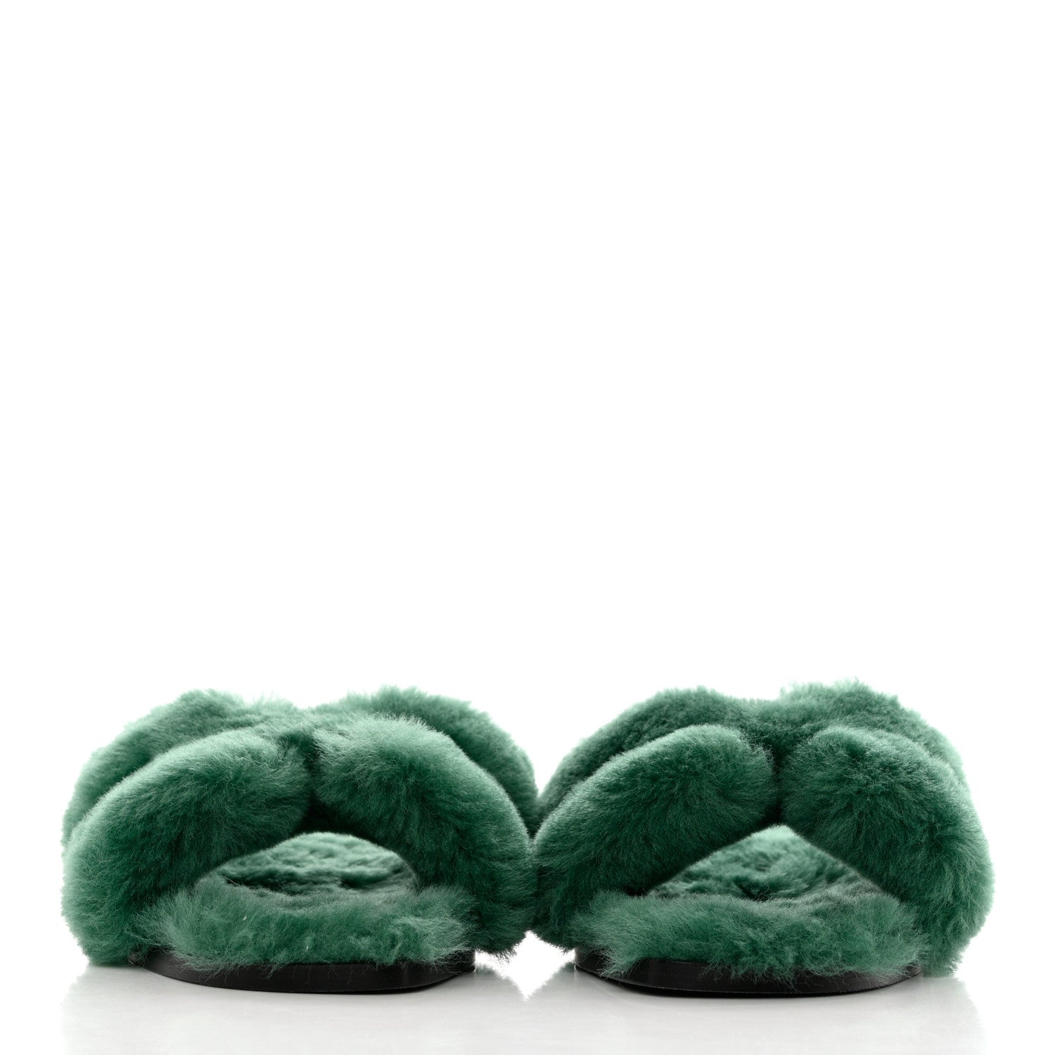 Hermes Woolskin Oran Sandals 36 Vert Anglais 2 of 7