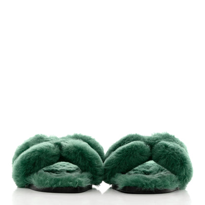 Hermes Woolskin Oran Sandals 36 Vert Anglais 2 of 7