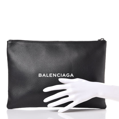 Balenciaga Calfskin Logo Everyday Second Bag Black White 2 of 7