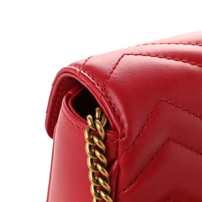 Gucci Calfskin Matelasse Super Mini GG Marmont Shoulder Bag Hibiscus Red 11 of 11