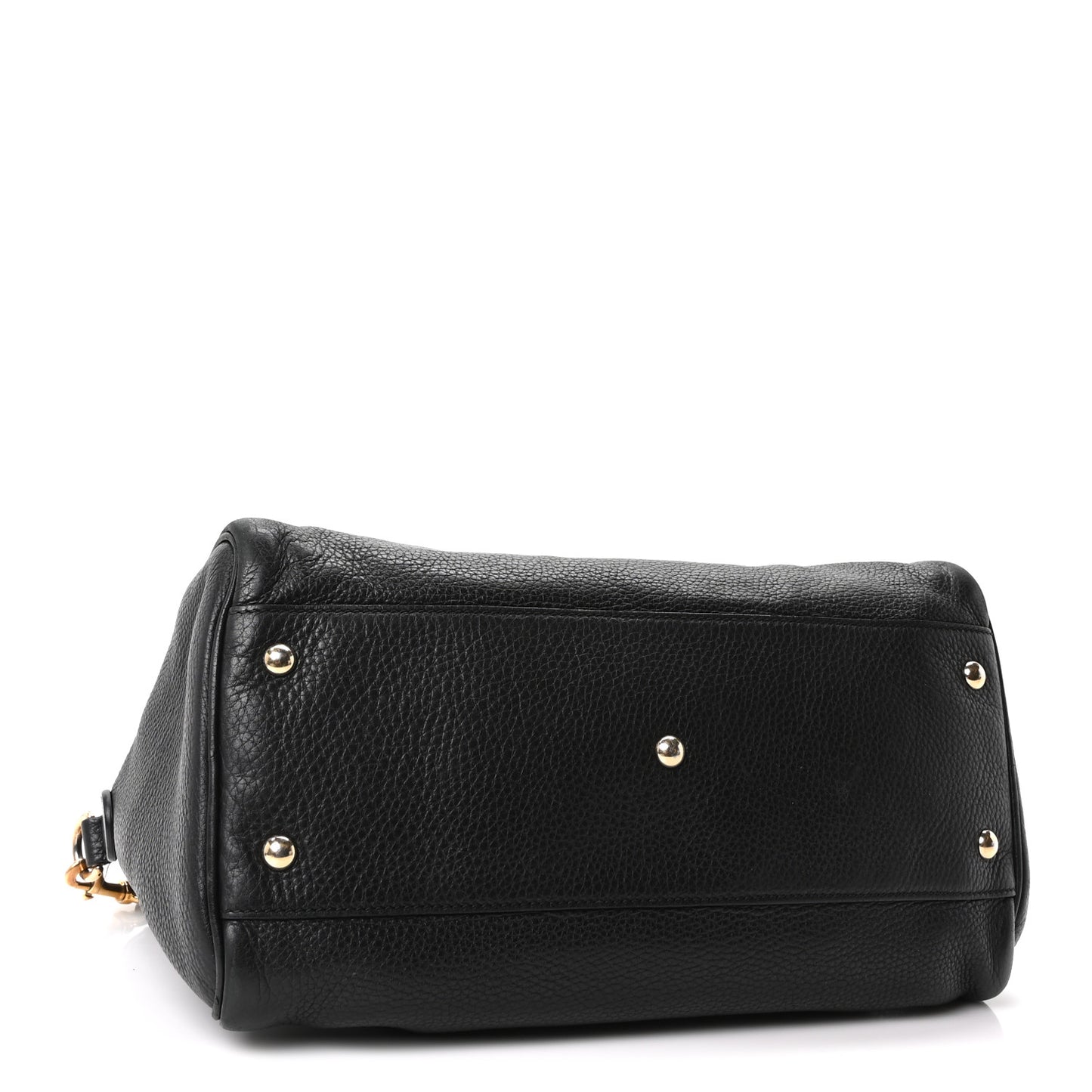 Pebbled Calfskin Medium Bamboo Shopper Tote Black