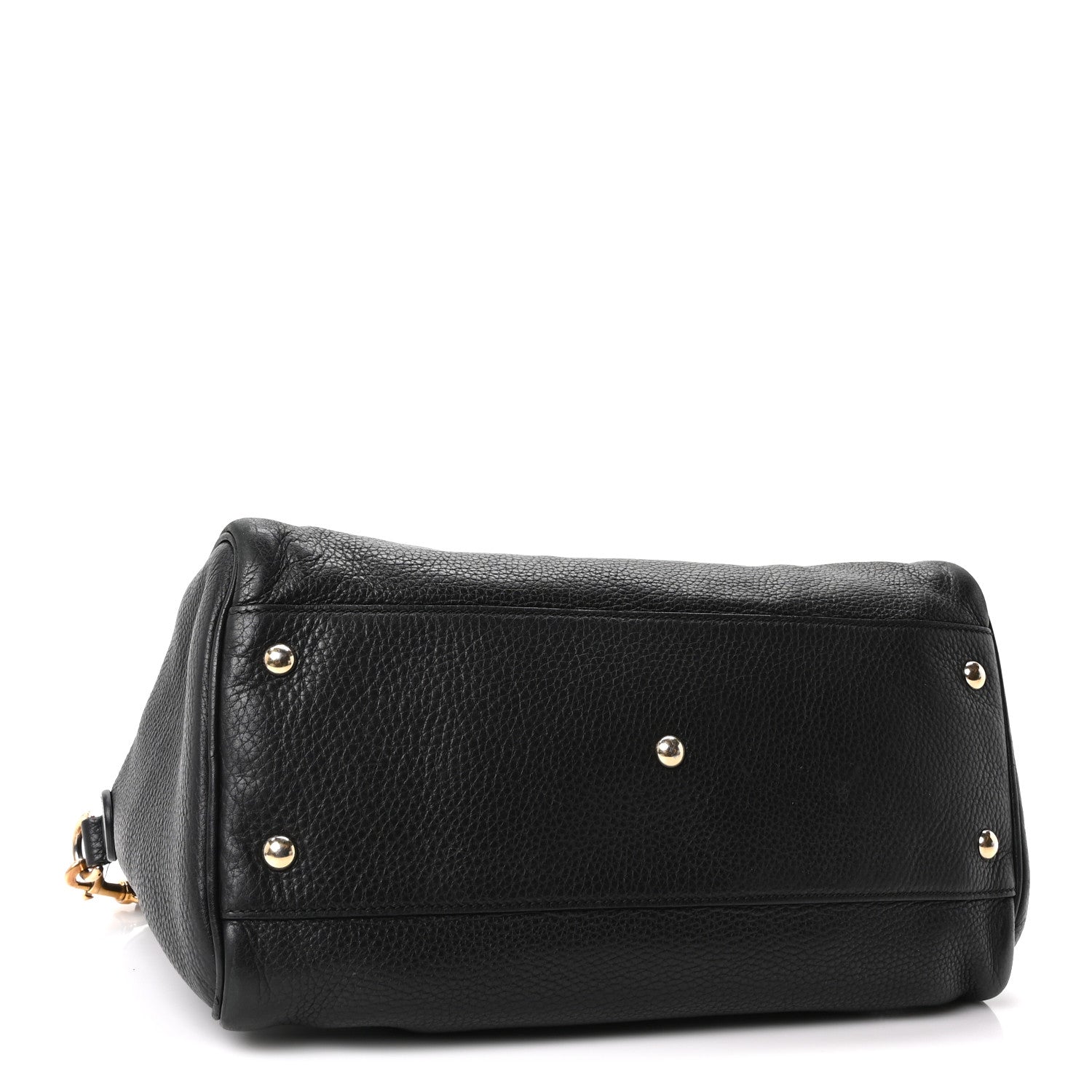 Gucci Pebbled Calfskin Medium Bamboo Shopper Tote Black 4 of 11