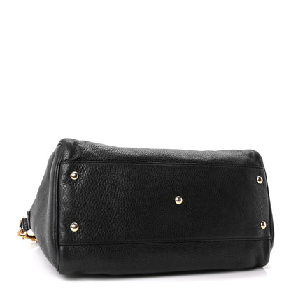 Gucci Pebbled Calfskin Medium Bamboo Shopper Tote Black 4 of 11