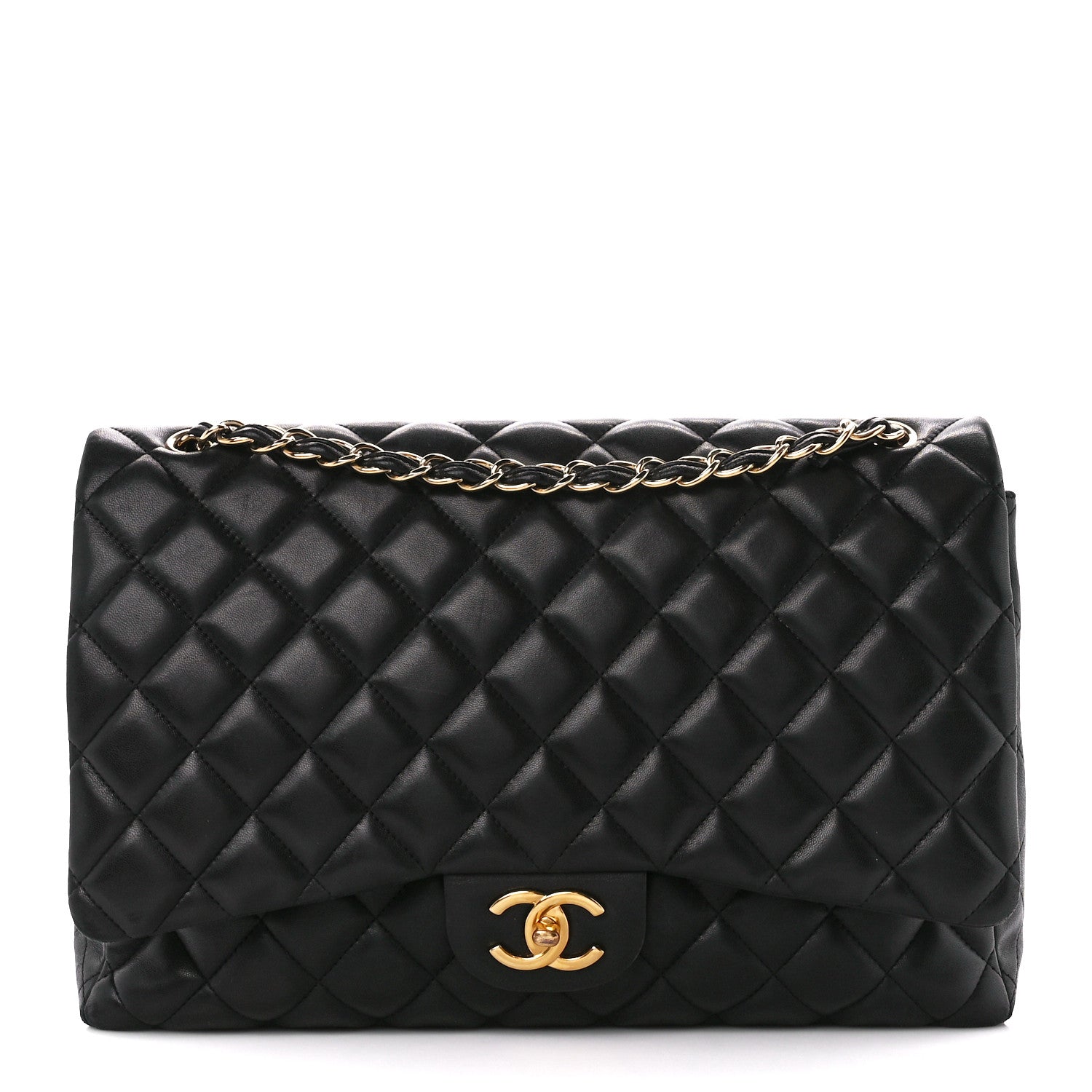 Chanel Lambskin Quilted Maxi Double Flap Black 1 of 11