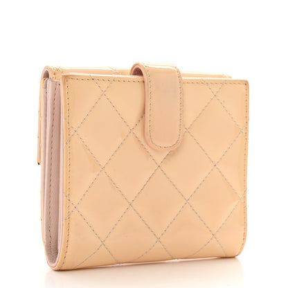 Chanel Striated Patent Quilted Compact French Flap Wallet Beige Light Pink 3 of 16