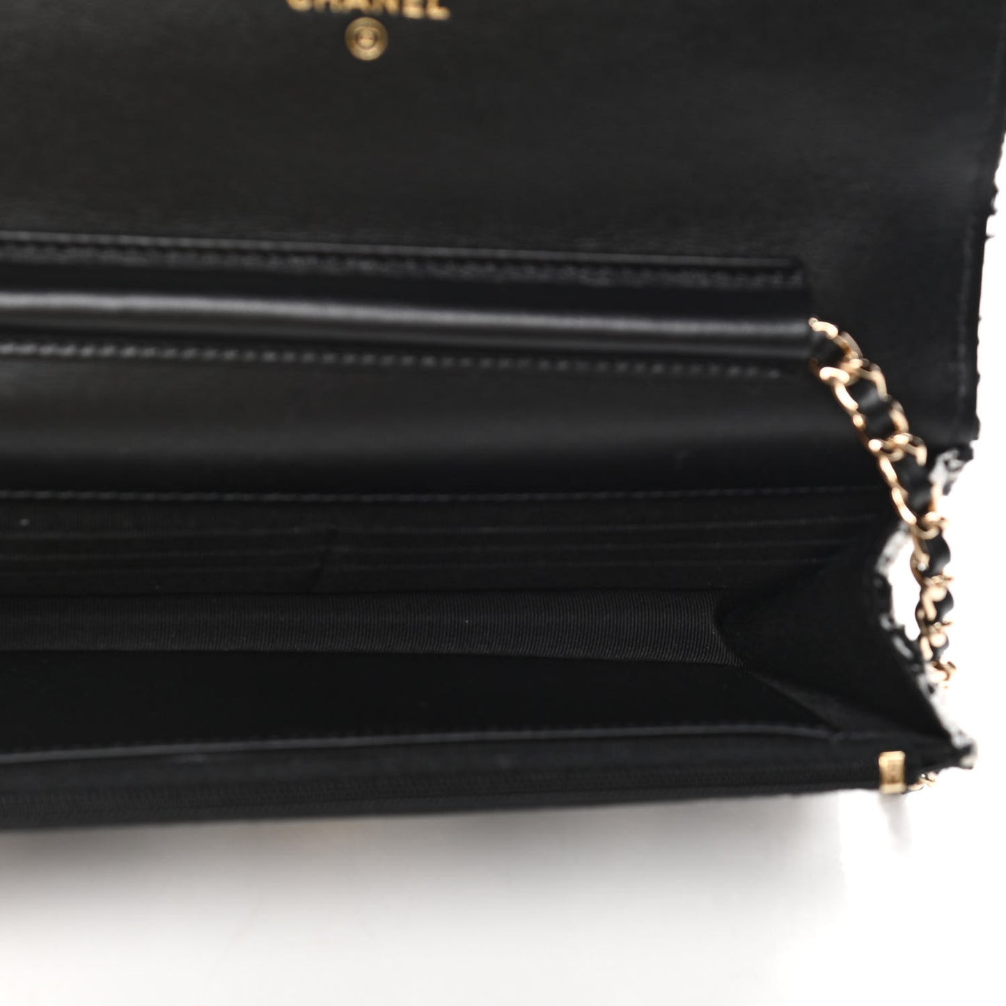 Tweed Quilted Wallet On Chain WOC Black Ecru White