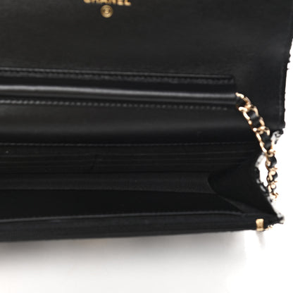 Chanel Tweed Quilted Wallet On Chain WOC Black Ecru White 4 of 4
