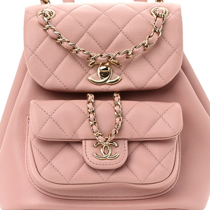 Chanel Lambskin Quilted Small Duma Drawstring Backpack Light Pink 7 of 9