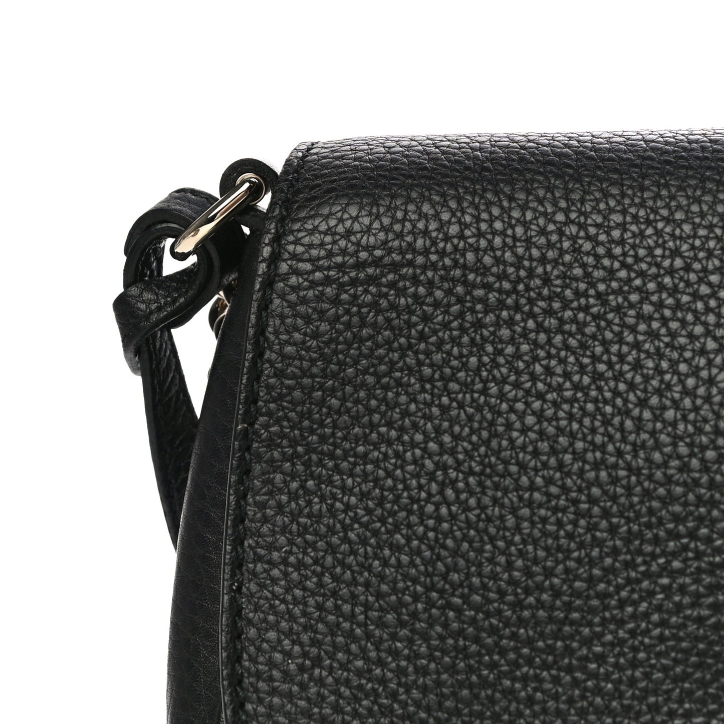 Pebbled Calfskin Medium Soho Flap Crossbody Black