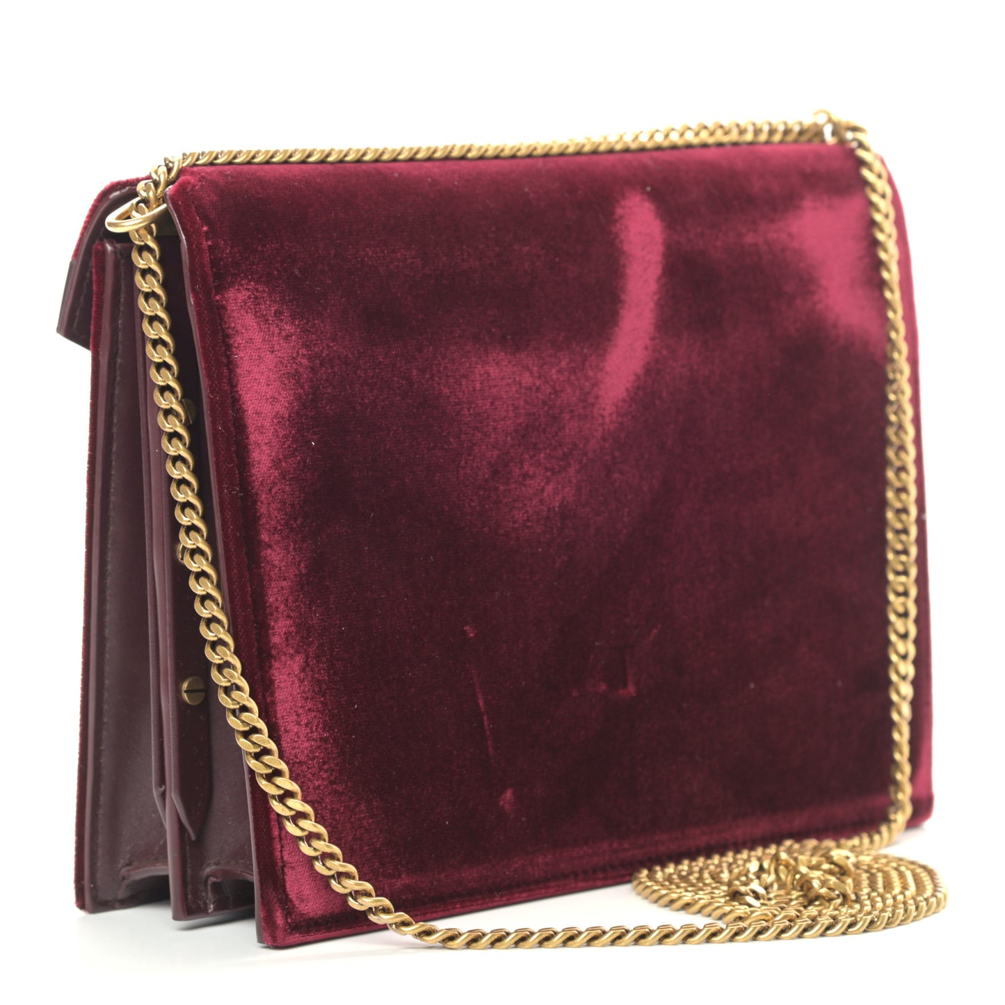Velvet Monogram Cassandra Clasp Bag Burgundy