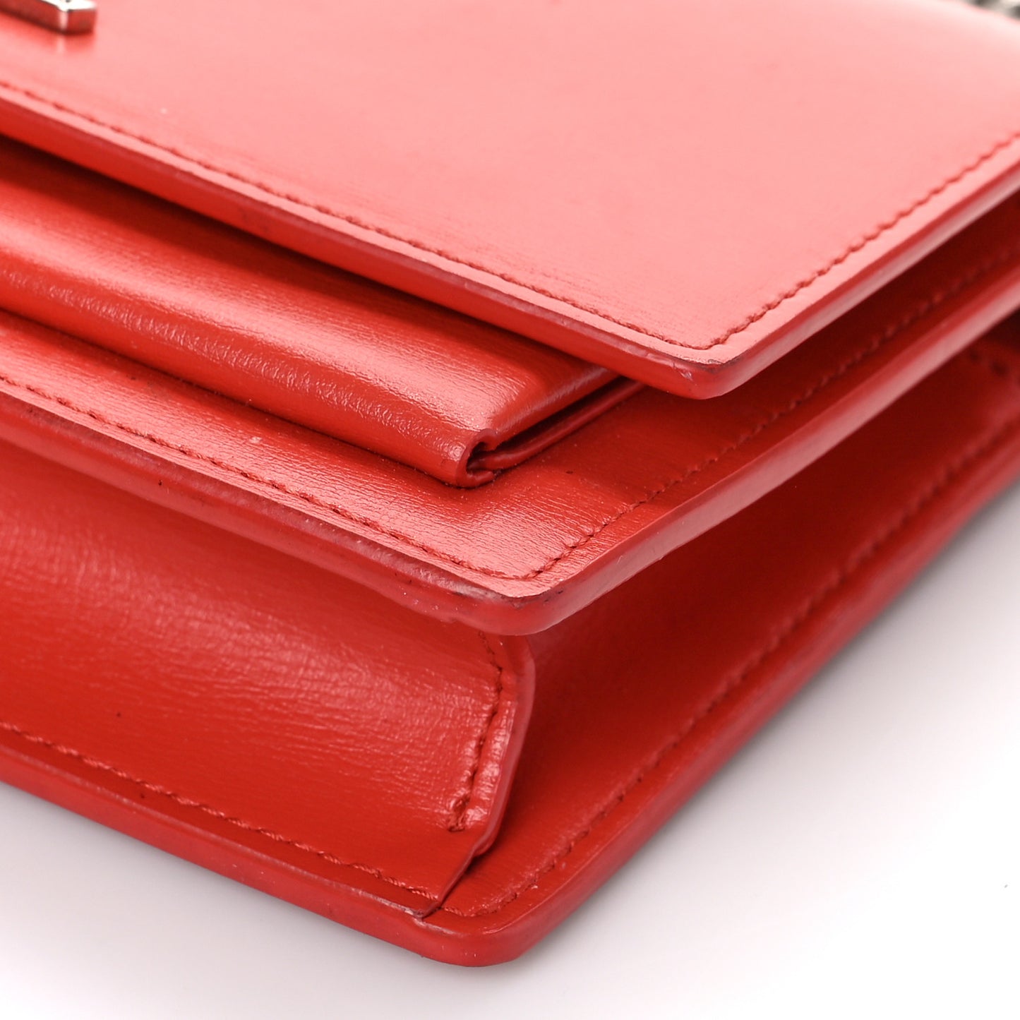 Calfskin Monogram Sunset Chain Wallet Rosso
