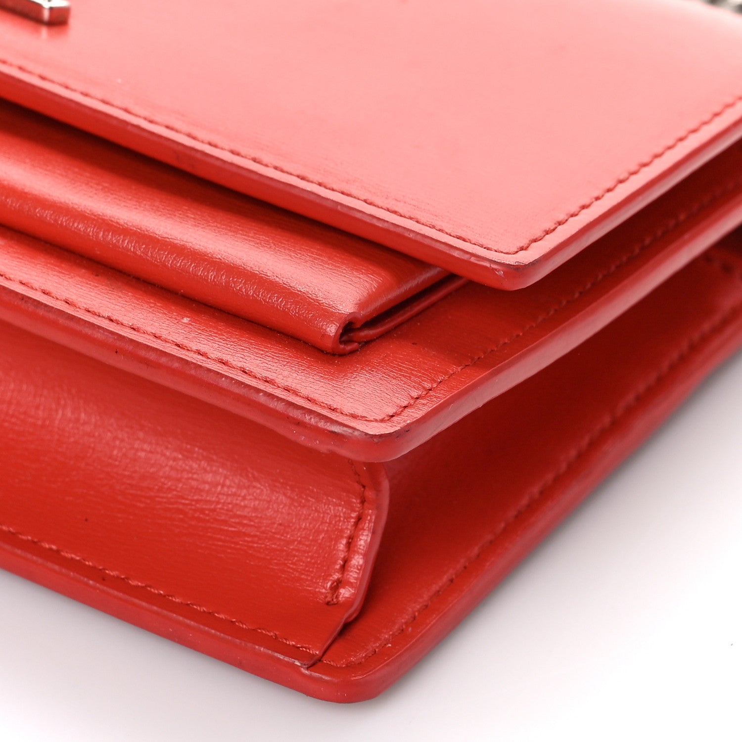 Saint Laurent Calfskin Monogram Sunset Chain Wallet Rosso 7 of 12