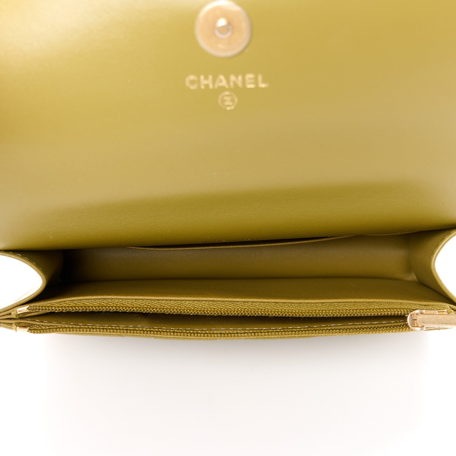 Chanel Lambskin Quilted Metal Twist Top Handle Flap Phone Holder With Chain Green 5 of 14