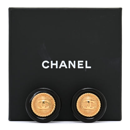 Chanel Resin CC Button Earrings Gold Black 8 of 8