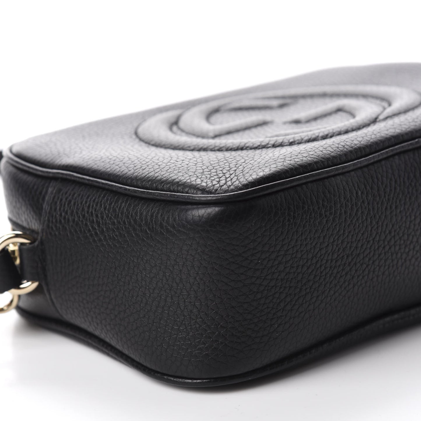 Pebbled Calfskin Small Soho Disco Bag Black