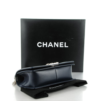 Chanel Calfskin Chevron Quilted Medium Boy Flap Dark Navy 4 of 8