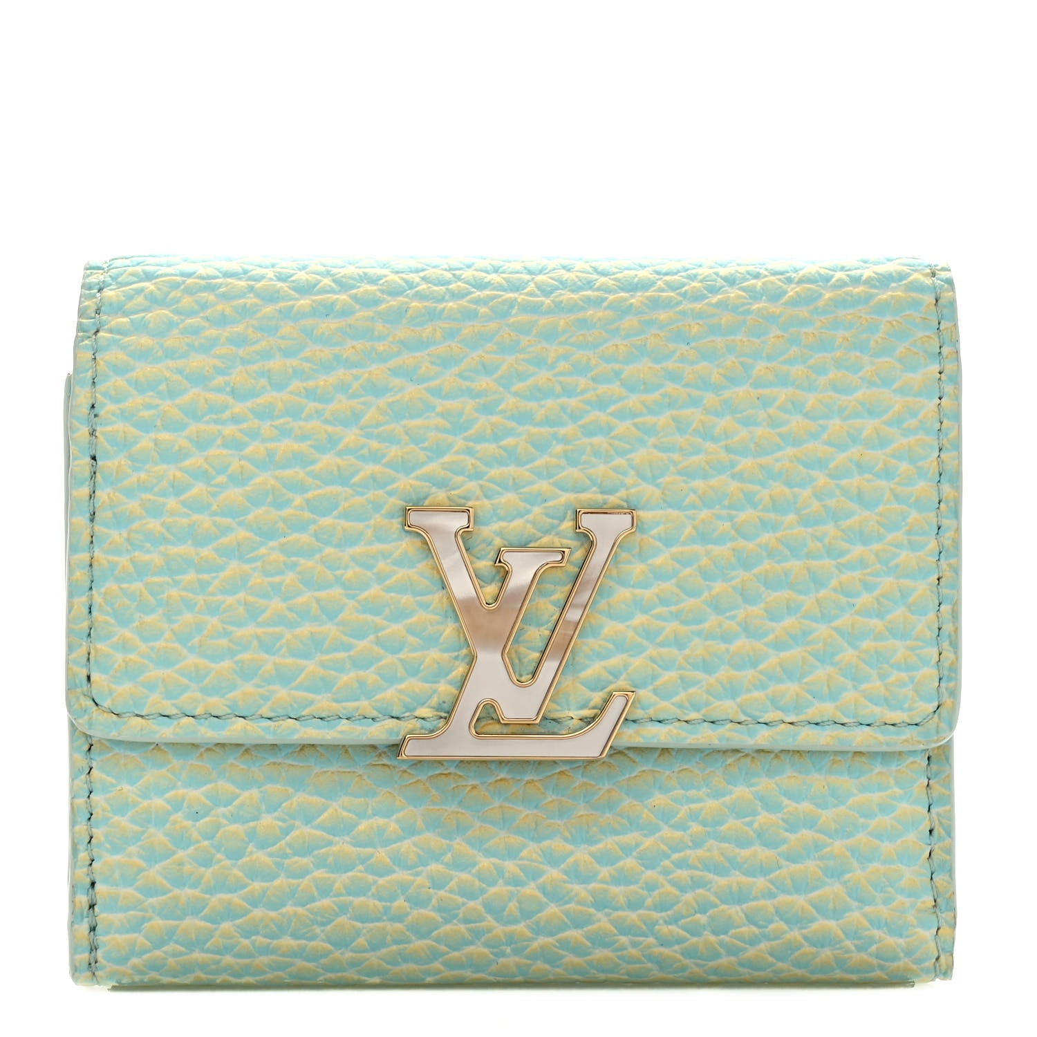 Louis Vuitton Taurillon Summer Stardust Capucines XS Wallet Vert D'Eau 1 of 5