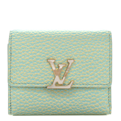 Louis Vuitton Taurillon Summer Stardust Capucines XS Wallet Vert D'Eau 1 of 5