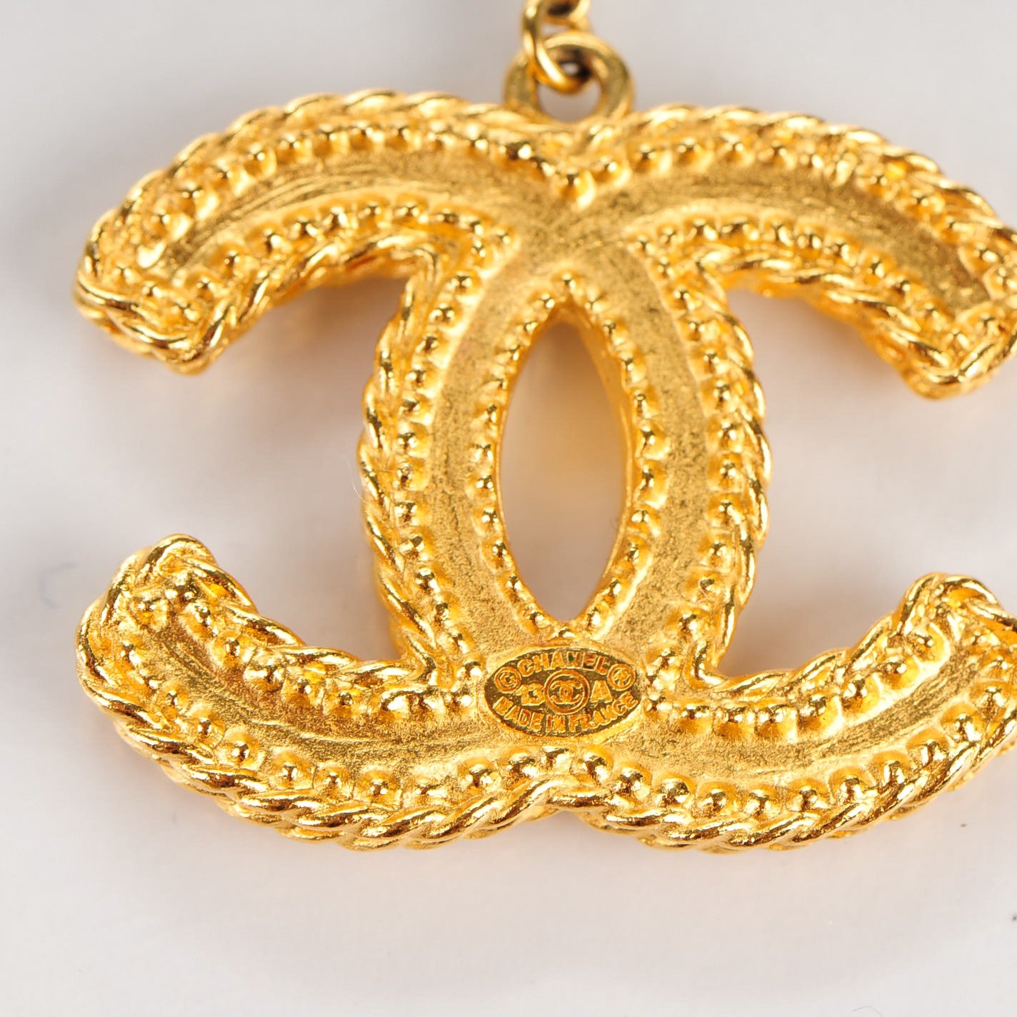 Chanel CC Drop Earrings Matte Gold 4 of 5