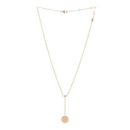 Christian Dior 18K Yellow Gold Diamond Mother of Pearl Rose Des Vents Y Necklace 2 of 6