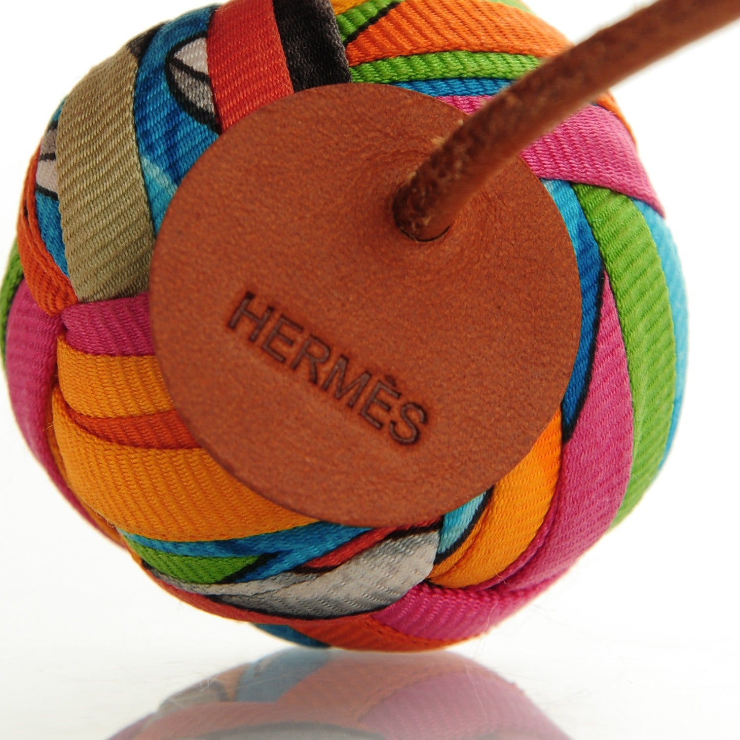 Hermes Silk Et Cuir Pompons Bag Charm 3 of 4