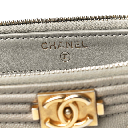Chanel Caviar Quilted Small Boy Clutch With Chain Grey 7 of 16