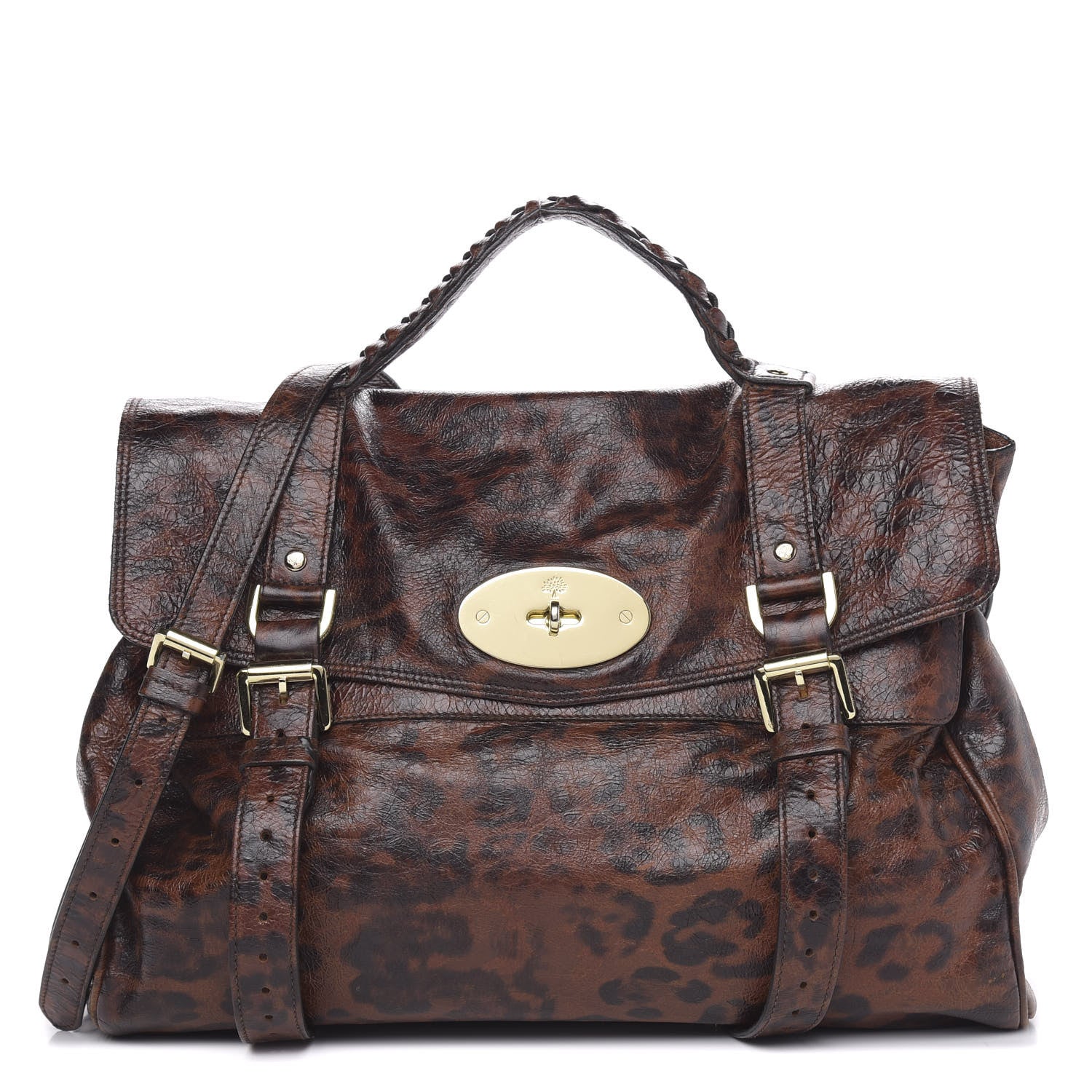 Mulberry Shiny Leopard Oversized Alexa Dark Oak 1 of 17