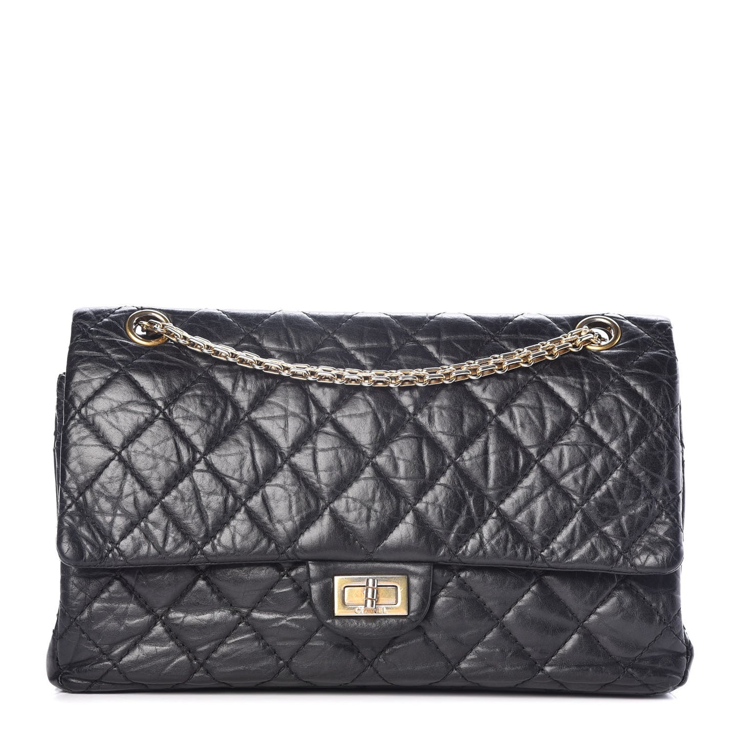 Aged Calfskin Quilted 2.55 Reissue 226 Flap Black