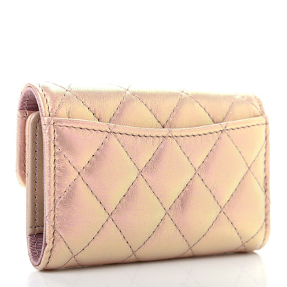 Chanel Iridescent Calfskin Quilted Classic 4 Key Holder Wallet Pink 3 of 8