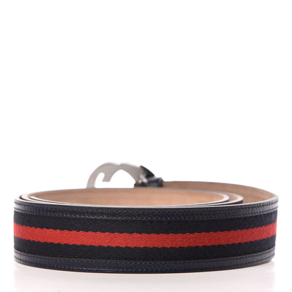 Gucci Calfskin Web Interlocking G Belt 120 48 Navy 3 of 9