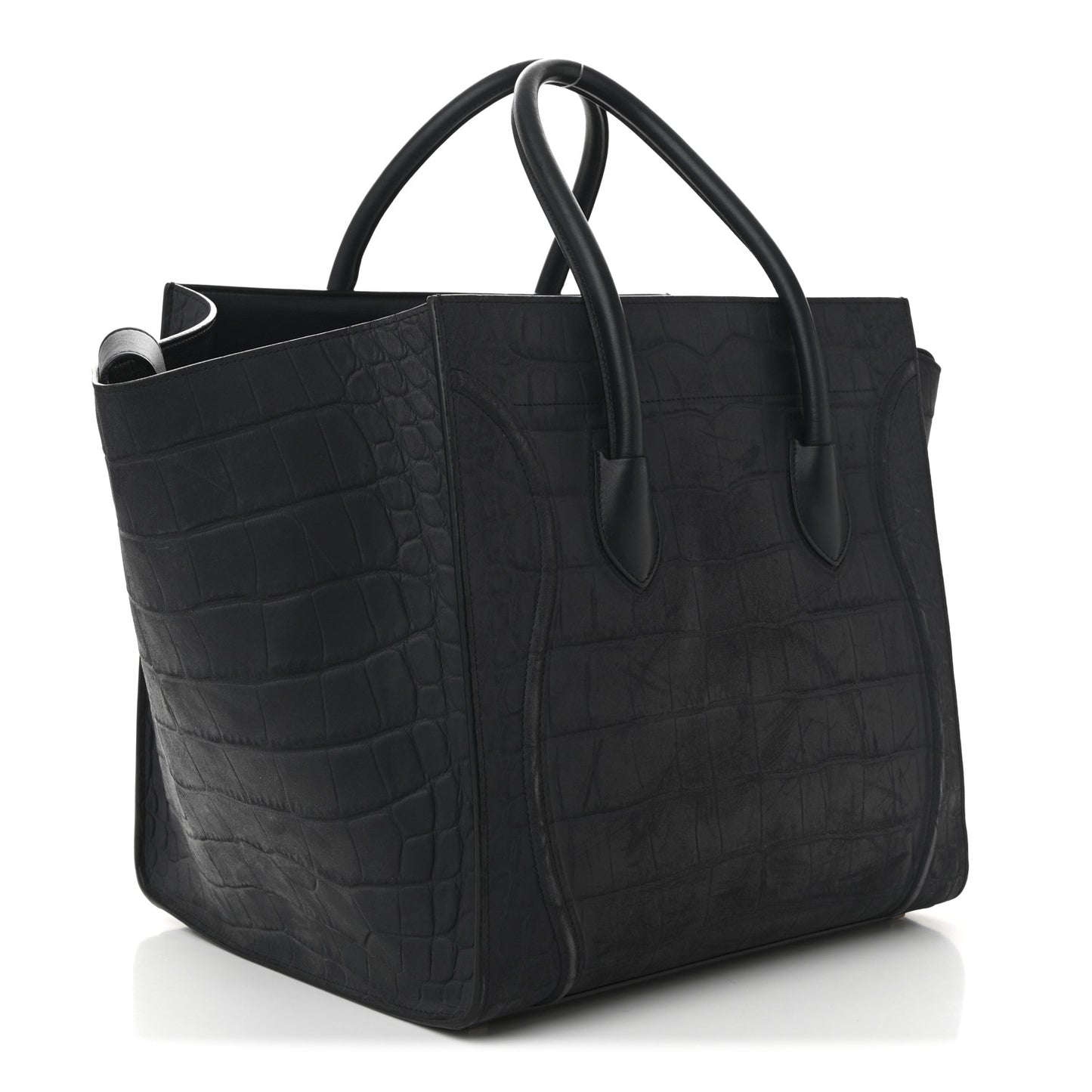 Crocodile Embossed Nubuck Medium Phantom Luggage Navy Blue
