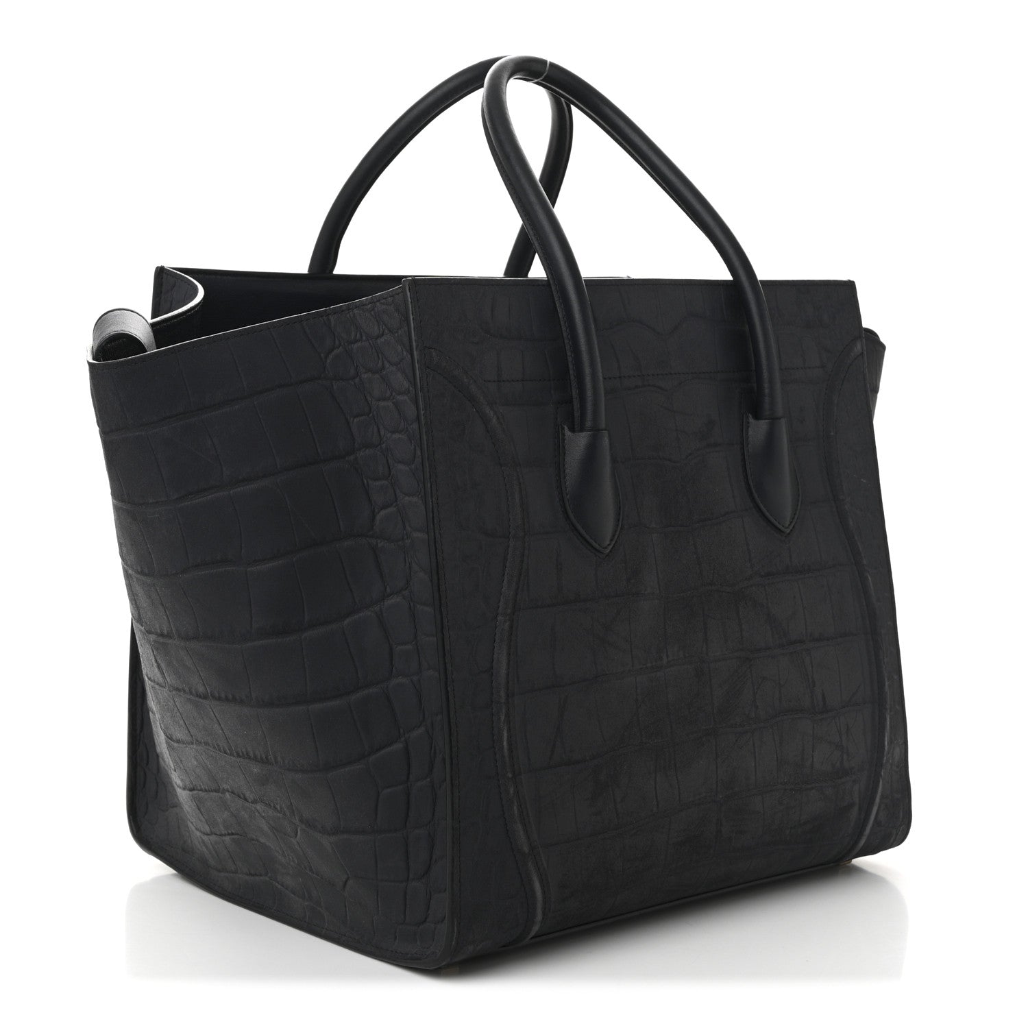 Celine Crocodile Embossed Nubuck Medium Phantom Luggage Navy Blue 3 of 12