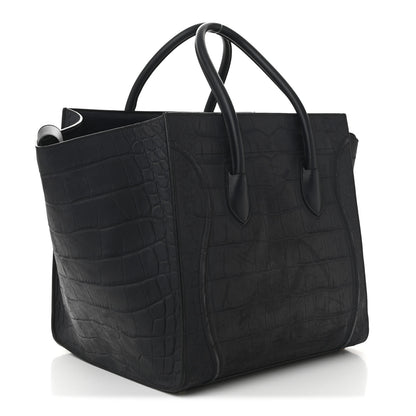 Celine Crocodile Embossed Nubuck Medium Phantom Luggage Navy Blue 3 of 12