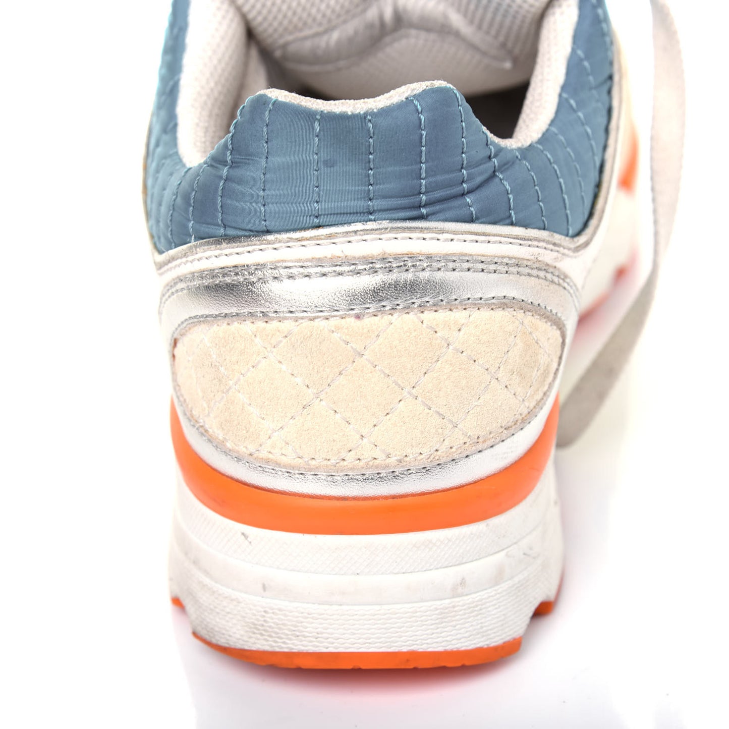 Suede Calfskin Fabric CC Sneakers 36.5 Blue White Orange