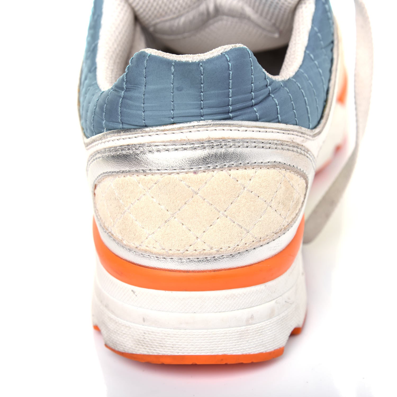Chanel Suede Calfskin Fabric CC Sneakers 36.5 Blue White Orange 15 of 19