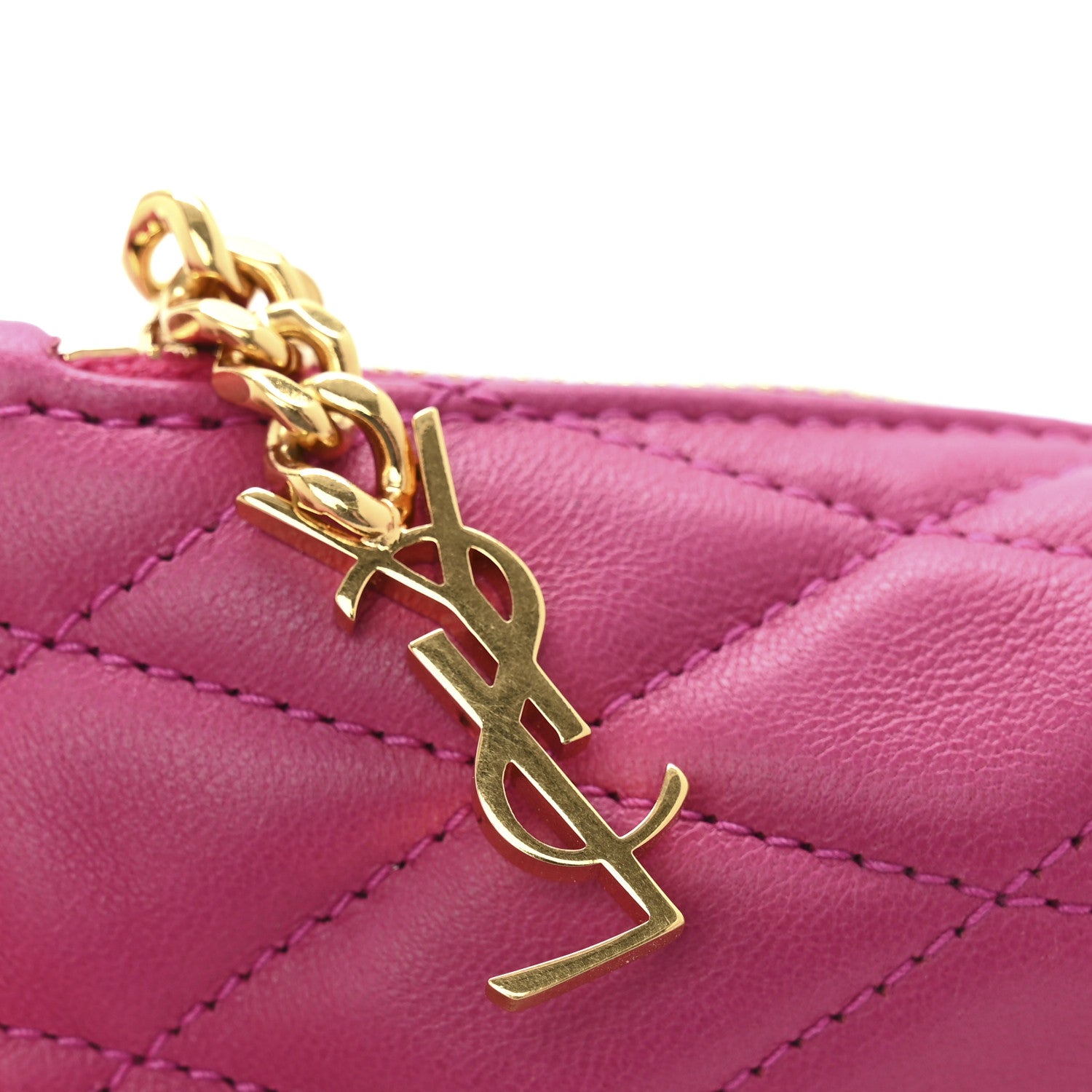 Saint Laurent Lambskin Quilted Berlingo Bag Charm Fuchsia 6 of 7