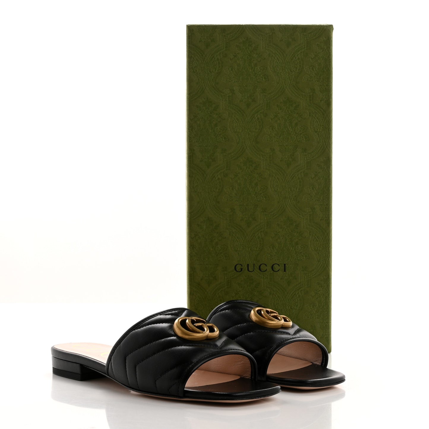 Nappa Matelasse GG Marmont Flat Slide Sandals 36.5 Black