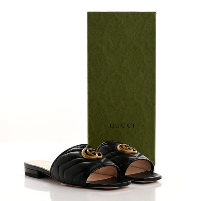 Gucci Nappa Matelasse GG Marmont Flat Slide Sandals 36.5 Black 9 of 9