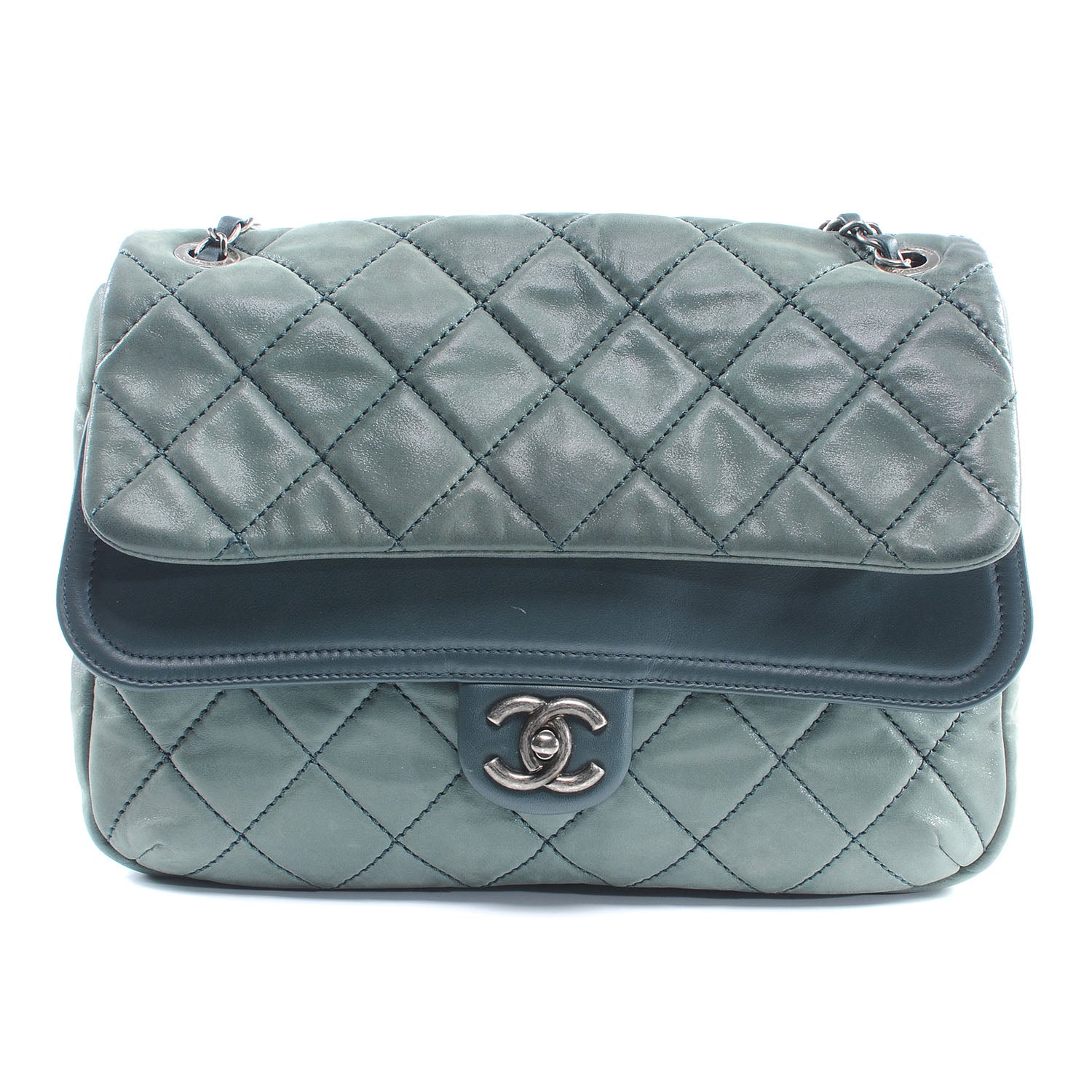 Chanel Iridescent Calfskin In the Mix Jumbo Double Flap Dark Green 1 of 7