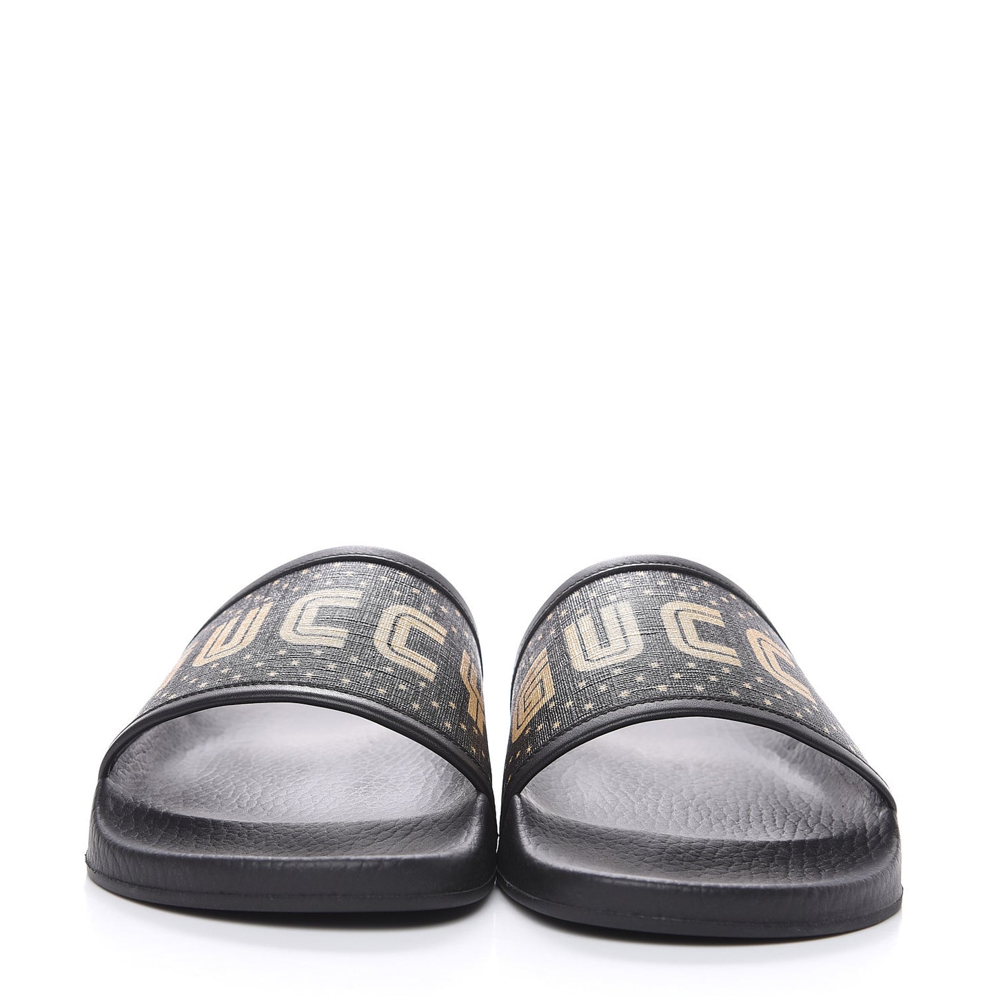 X SEGA Supreme Canvas GUCCY Stars Mens Slide Sandals 9 Black Gold