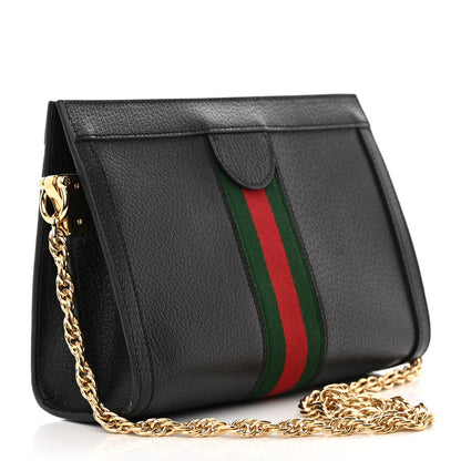 Gucci Calfskin GG Web Small Ophidia Chain Shoulder Bag Black 3 of 14