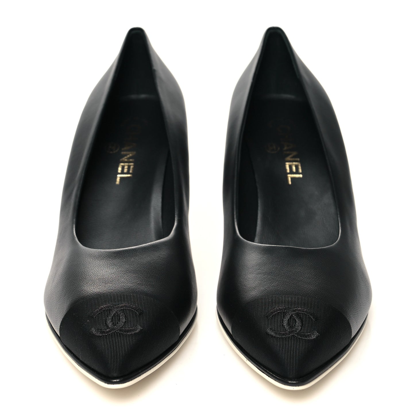 Lambskin Grosgrain Cap Toe CC Pumps 40 Black