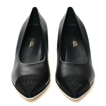 Chanel Lambskin Grosgrain Cap Toe CC Pumps 40 Black 2 of 8