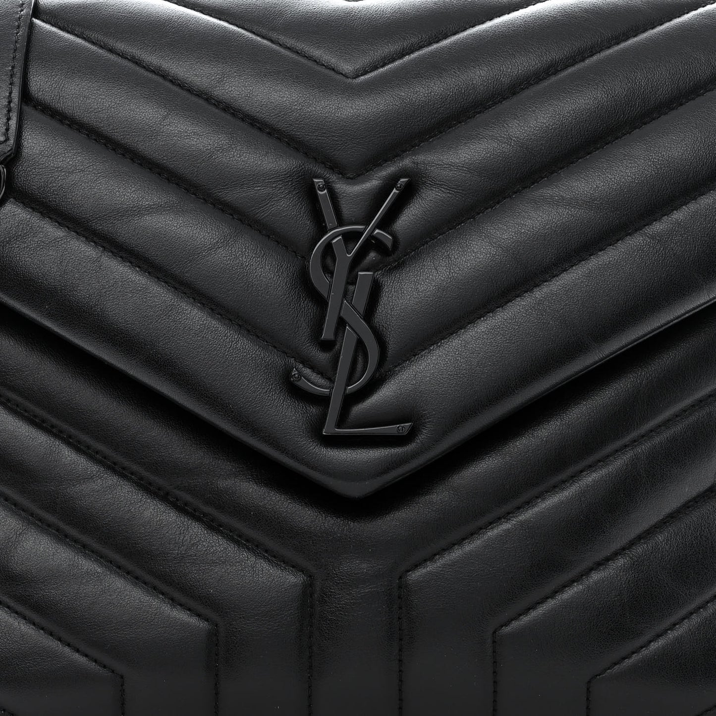 Calfskin Y Quilted Monogram Monochrome Medium Loulou Chain Satchel Black